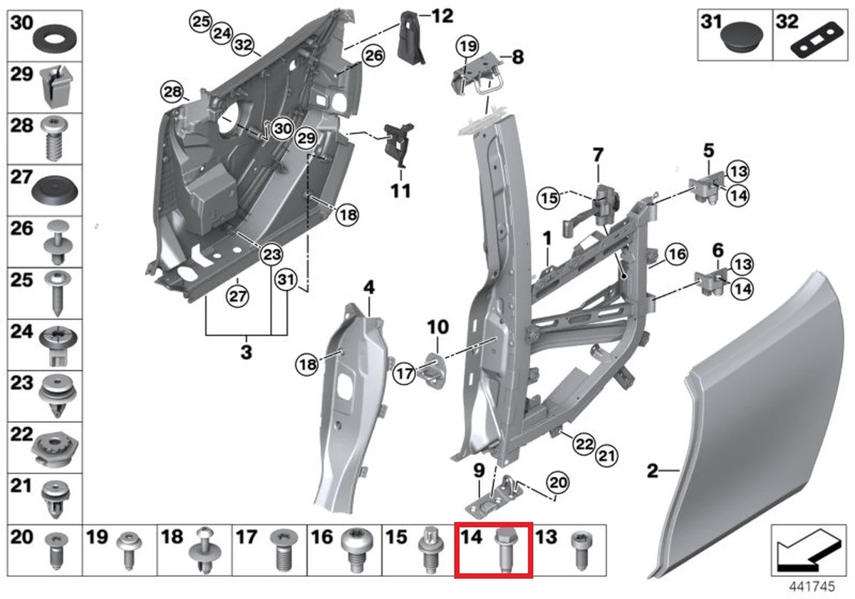 Болт M12X35 с шестигранной головкой с конусом BMW I3 07148499258