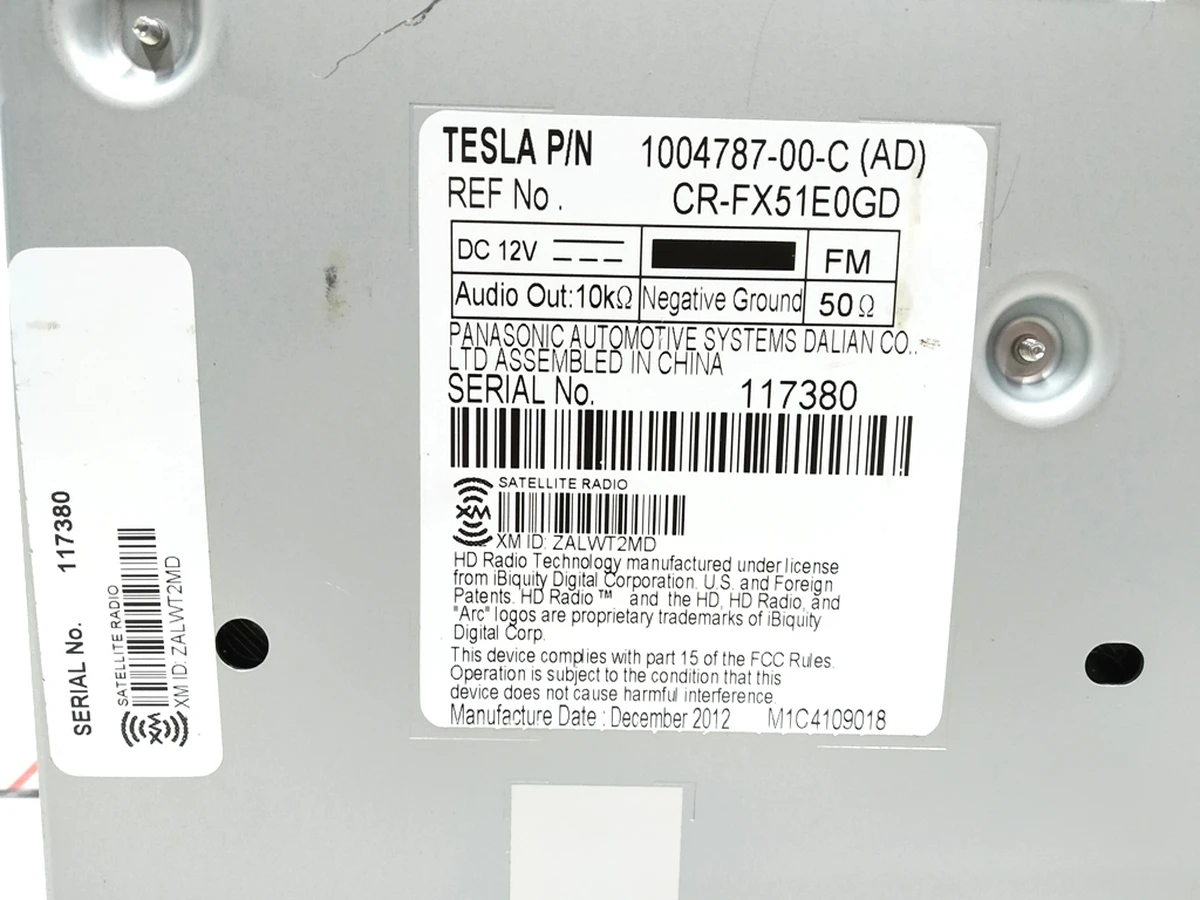 1 Радио FM/HD/XM Tesla model S REST 1143711-00-C