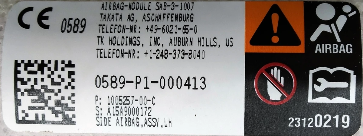 Driver Seat Airbag (under restoration) Tesla model S 1013112-03-B