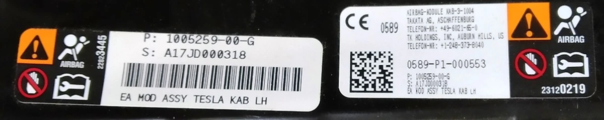 2 Подушка безопасности водителя колени (под восстановление) Tesla model X S REST 1005259-00-G