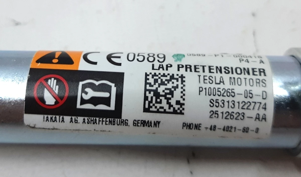 2 MSX- 1ST ROW LAP PRETENSIONER, BLK, MODEL S - RH, MODEL X - LH Tesla model S, model S REST, model X 1005265-05-F