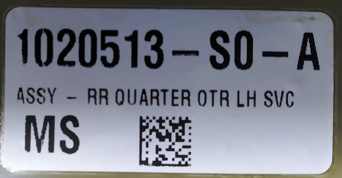3 Чверть задня ліва крило (маленьке посадкове місце для порту зарядки) NEW Tesla model S 1020513-S0-A