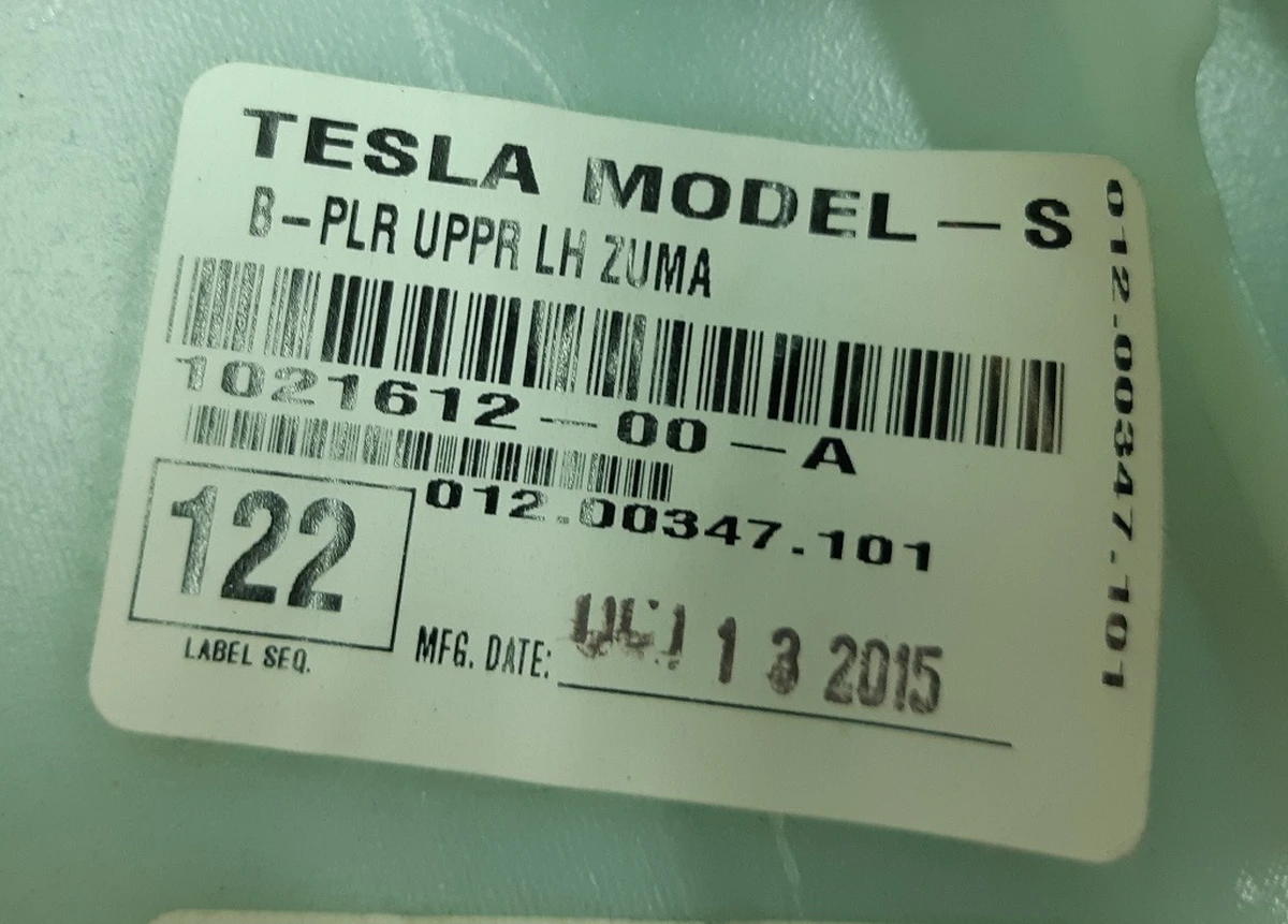 15 Облицювання стійки B верхня ліва UPPER ZUMA ALC із пошкодженням Tesla model S, model S REST 1021612-00-A