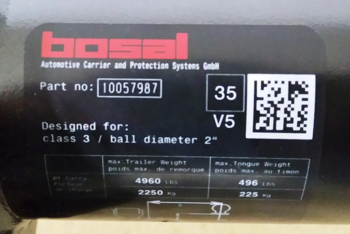 1 Tow hitch Bosal for towbar assembly Tesla model X 1027581-00-F