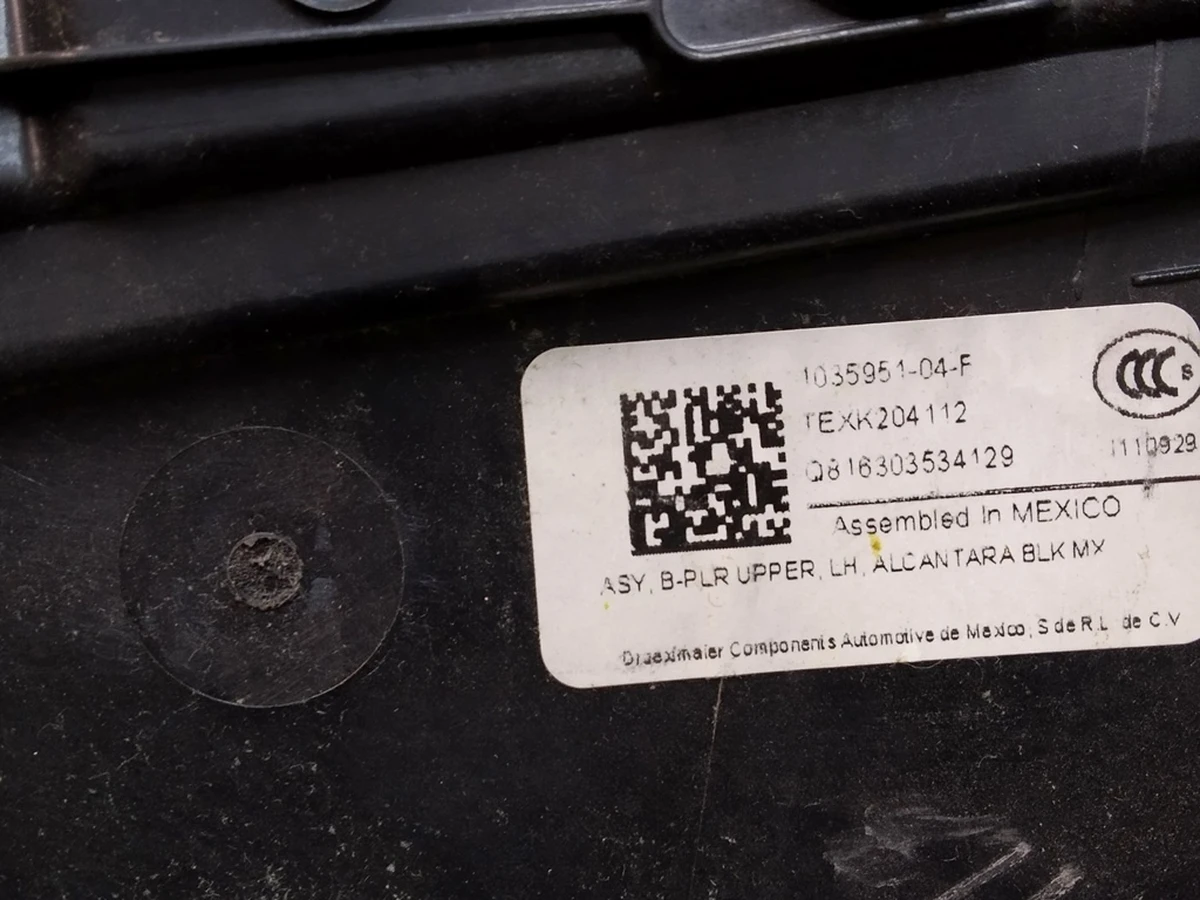 10 Assembly, B-PLR upper, LH, ALCAN BLK Tesla Model X 1035951-04-I