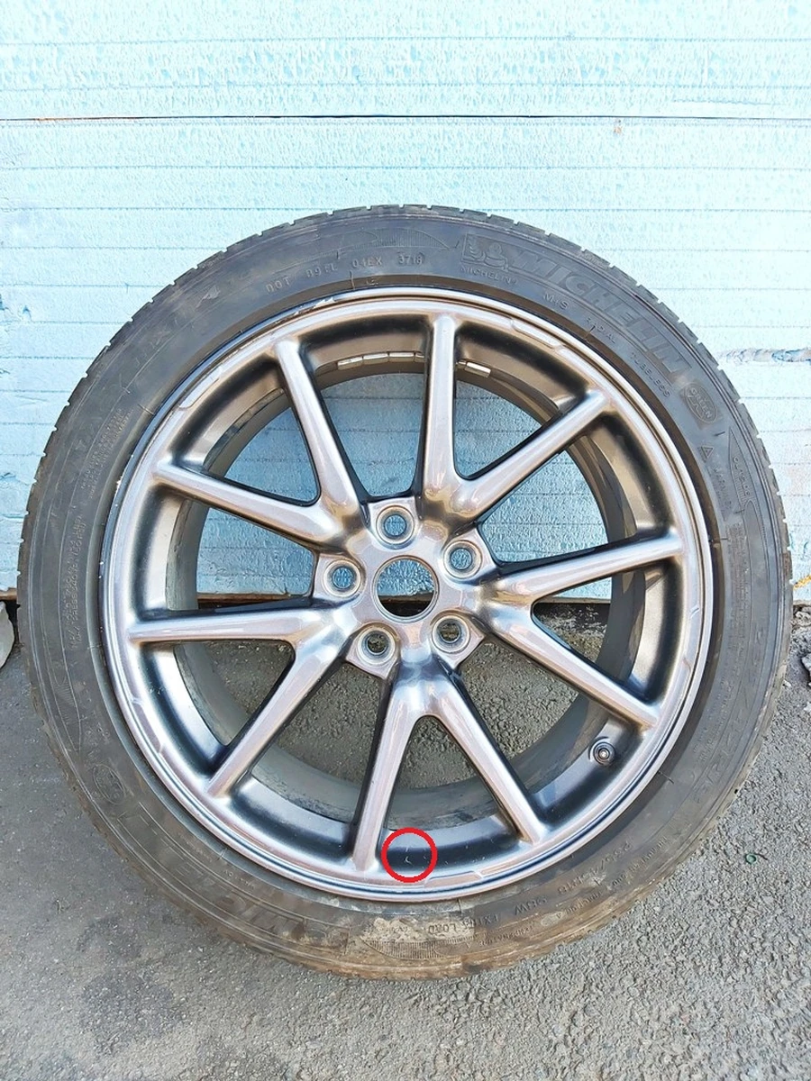 1 Wheel assembly with damage (rim 18 * 8.5J AERO tire Michelin Primacy 235/45 R18 TPMS sensor protector 1,53 mm) Tesla model 3 1234221-00-C