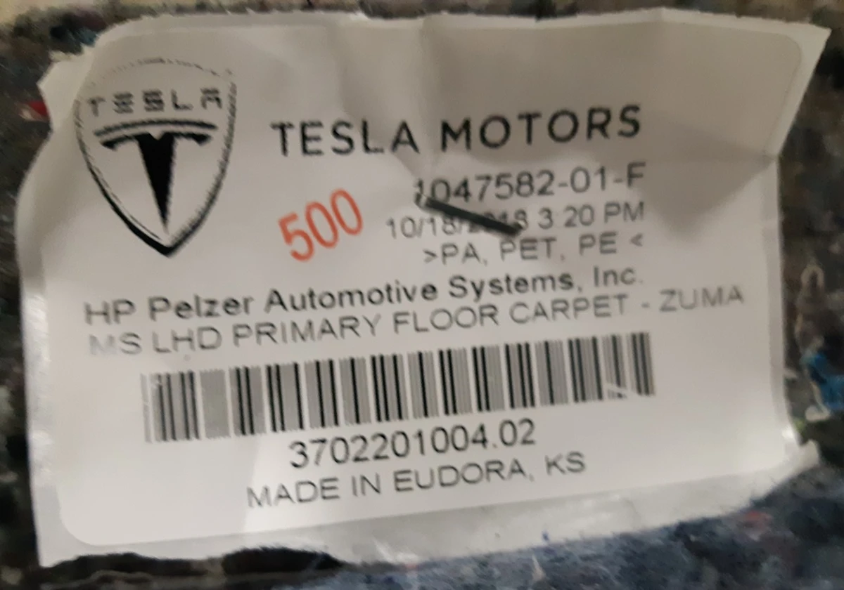 1 Interior carpet COMPART ZUMA Tesla model S REST 1047582-01-F