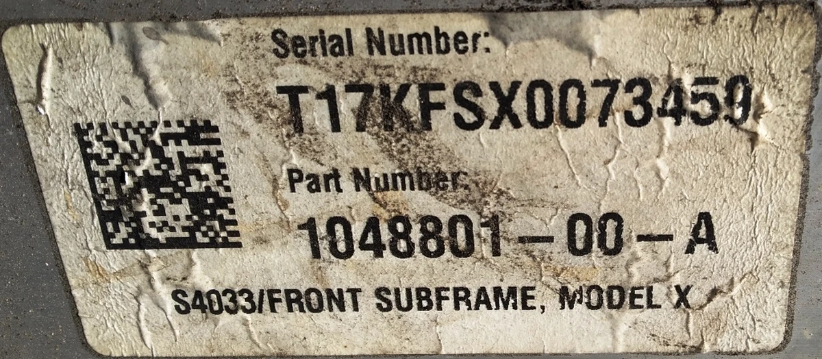 1 Front subframe (damaged) Tesla model X 1027516-00-E