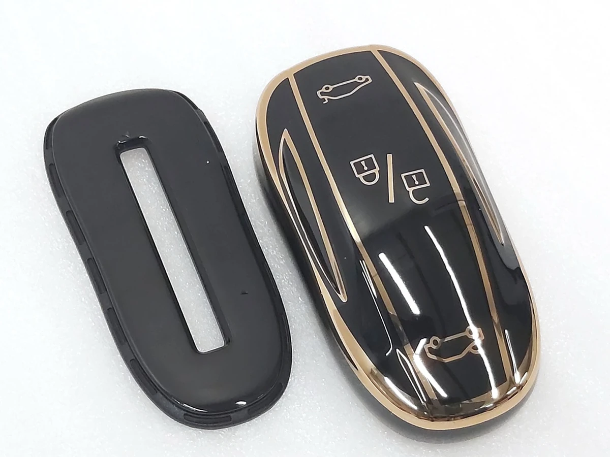 Чехол защитный для ключа (брелка) открытия автомобиля GOLD BLACK Tesla Model X, Model X Mar 2021 1054132-95-G