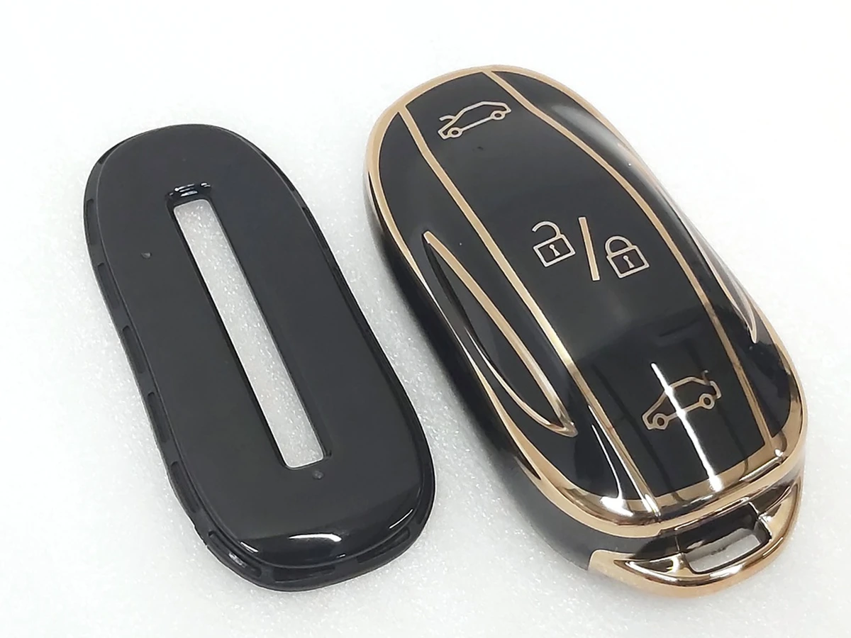 Чехол защитный для ключа (брелка) открытия автомобиля GOLD BLACK Tesla Model X, Model X Mar 2021 1054132-95-G