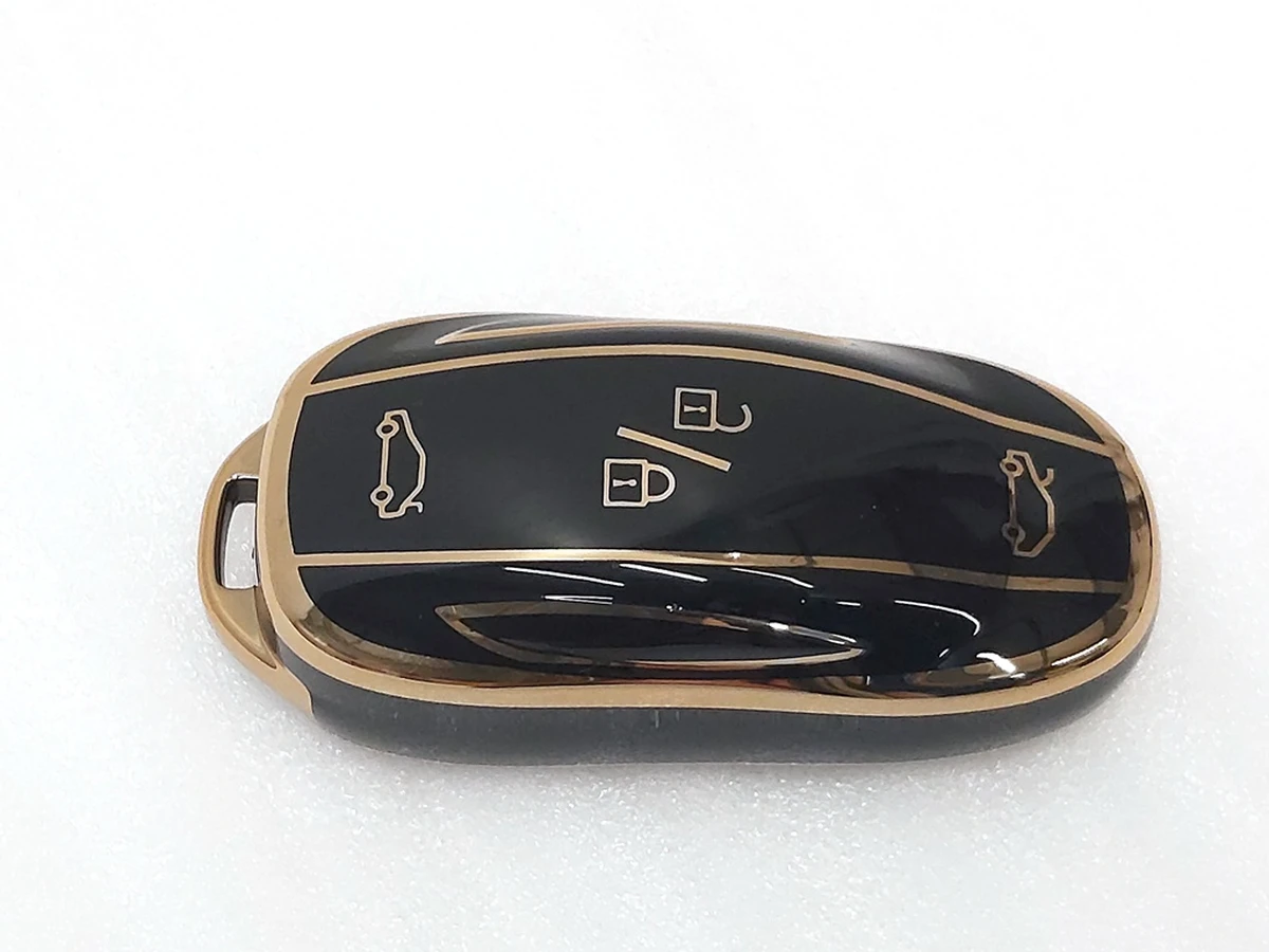 Чехол защитный для ключа (брелка) открытия автомобиля GOLD BLACK Tesla Model X, Model X Mar 2021 1054132-95-G