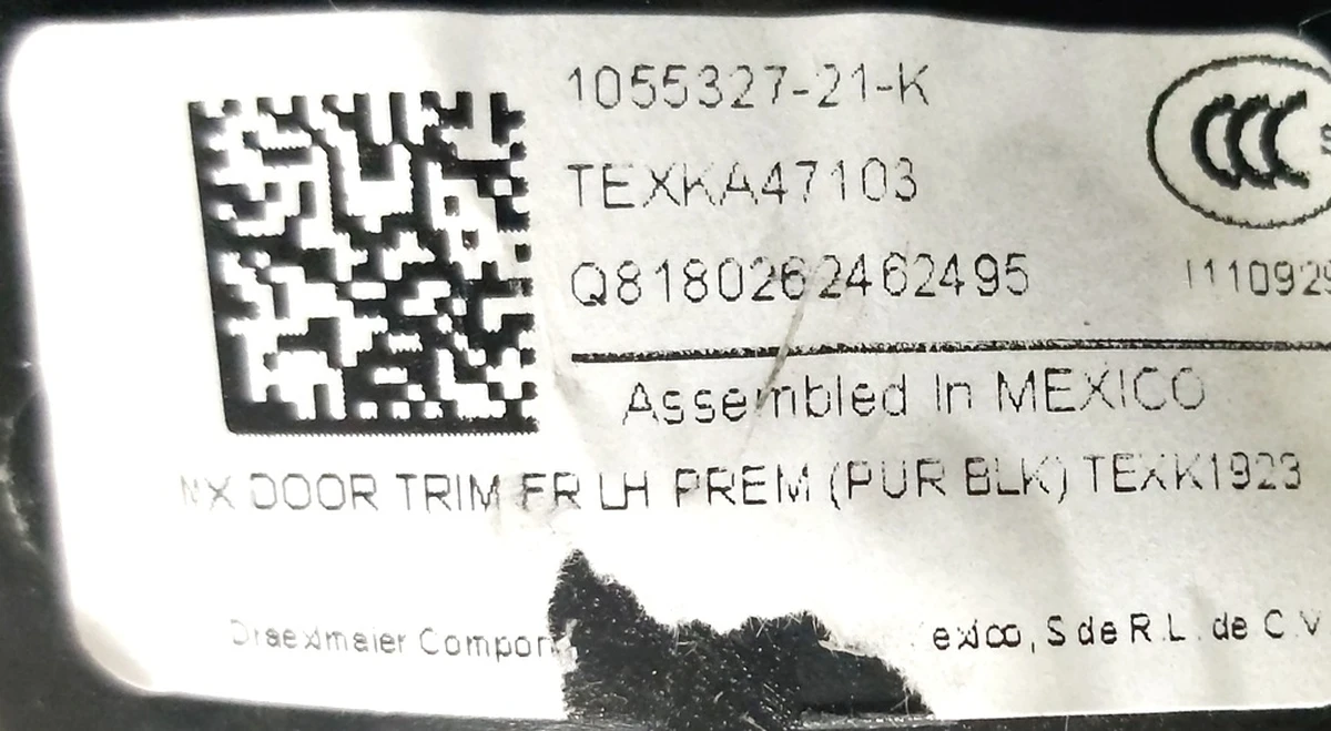 1 Карта (скелет) двері передньої лівої PREM PUR BLK із пошкодженням Tesla model X 1055327-21-M