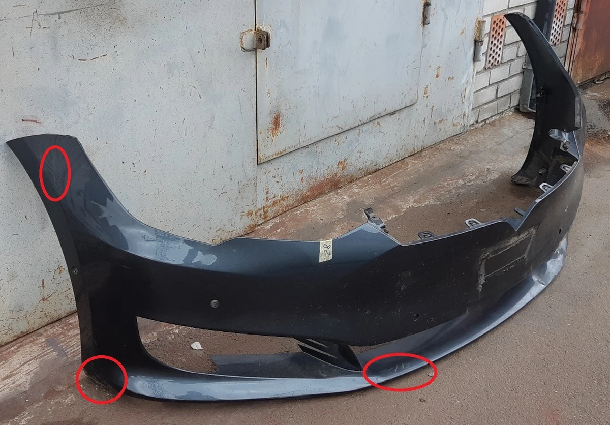 1 Бампер передний под 6 парктроников PMNG в сборе с повреждением Tesla model S REST 1056370-S4-A