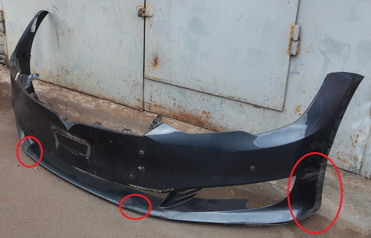 1 Бампер передний под 6 парктроников PMNG в сборе с повреждением Tesla model S REST 1056370-S4-A