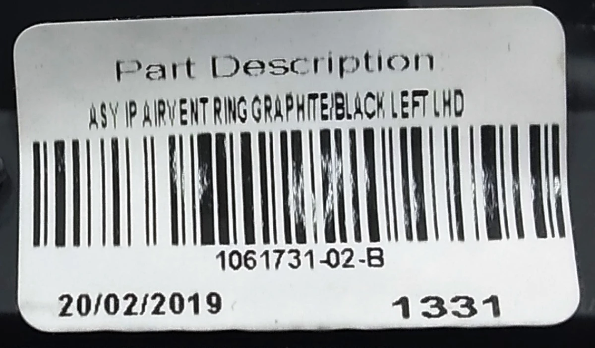 9 GRAPH/BLK central panel air duct pad (driver's left) Tesla model X, model S REST 1061731-02-B