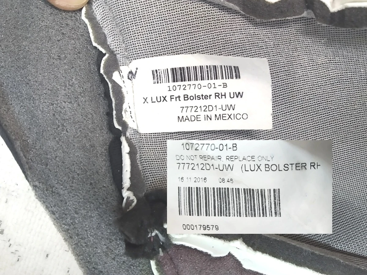 12 Обшивка боковой поддержки и кантика верхней части пассажирского сиденья LUX WHITE (повреждение) Tesla Model S REST, Model X 1074786-04-E