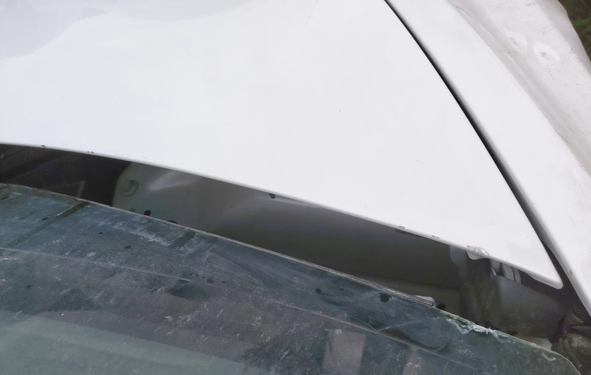 1 Hood PEARL WHITE MULTI-COAT-PPSW with "T" sign Tesla model 3 1081390-11-C