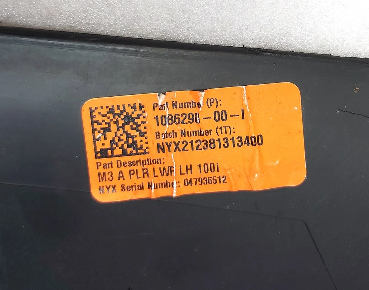 9 M3, LOWER A-PILLAR, ASY, LH Tesla model 3 1086290-00-H