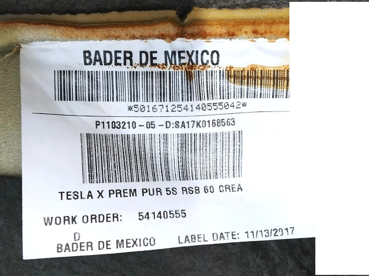 6 Обшивка спинки подвійного лівого сидіння 2-го ряду 5 місць PREM PUR CRM вживана Tesla Model X 2345613-03-A