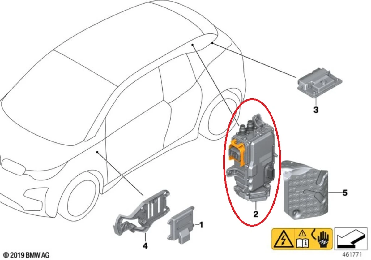 The control unit for charging the battery from the generator high-voltage REME BMW i3 12328638514