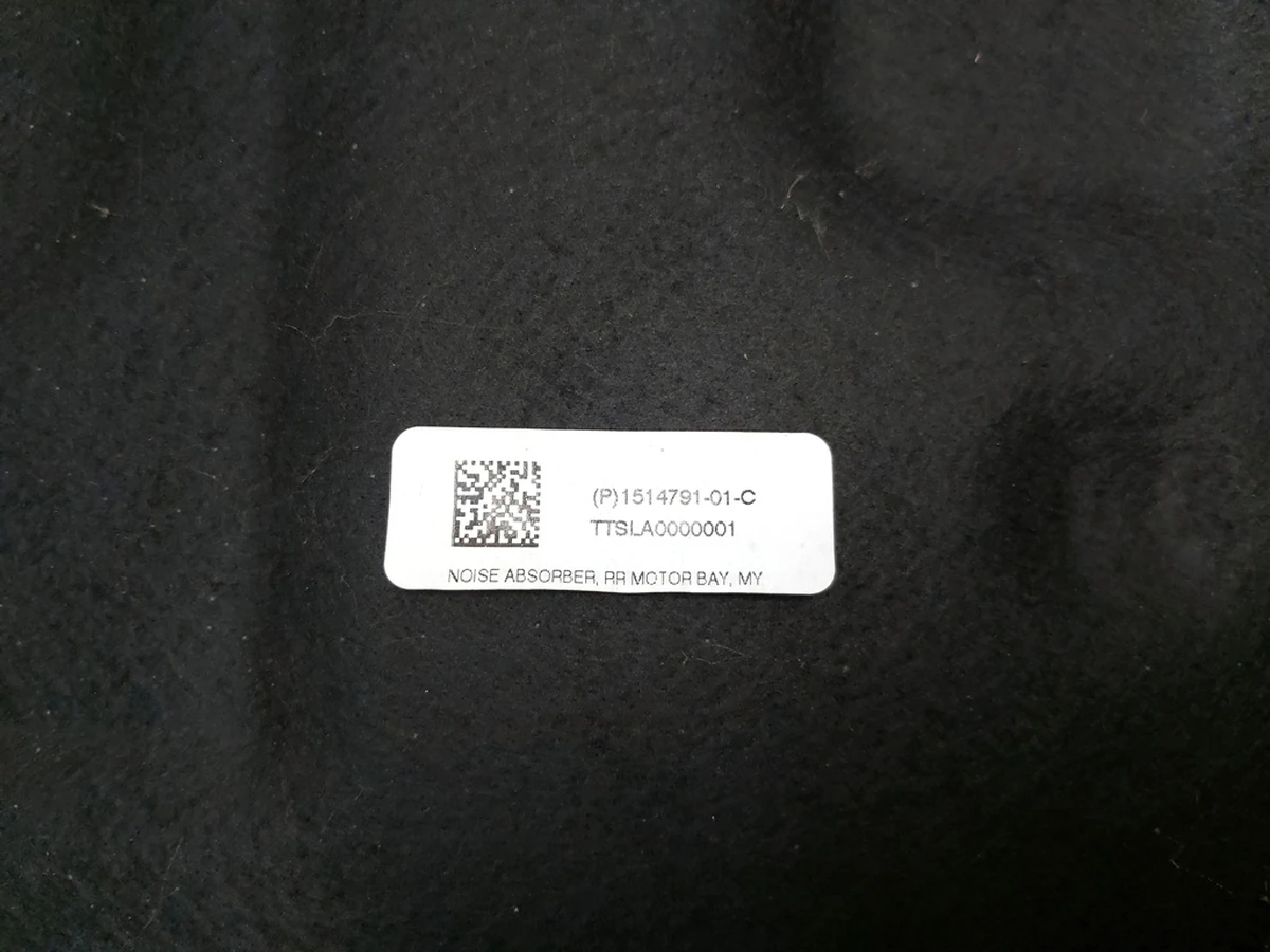 2 NOISE ABSORBER, RR MOTOR BAY, Tesla Model Y, Model Y Feb 2025 1637620-00-B