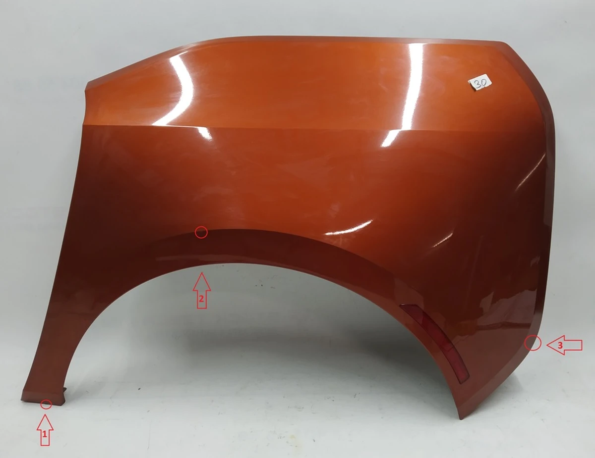 Крило заднє ліве (пластик) B78 (Solar Orange Metallic) (з пошкодженням) в зборі BMW i3 51137375163