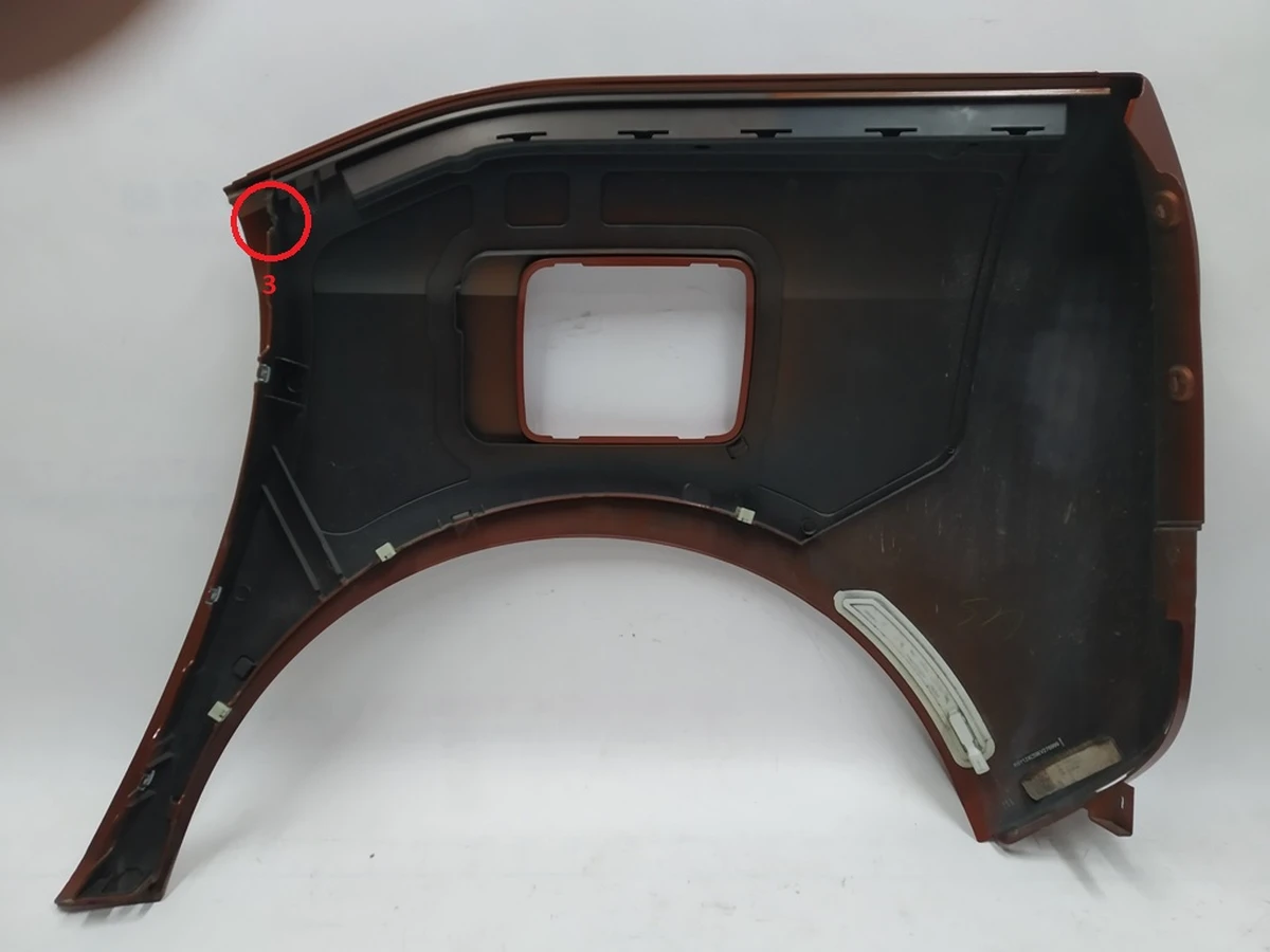 Rear right fender (plastic) B78 (Solar Orange Metallic) (with damage) complete with clearance light