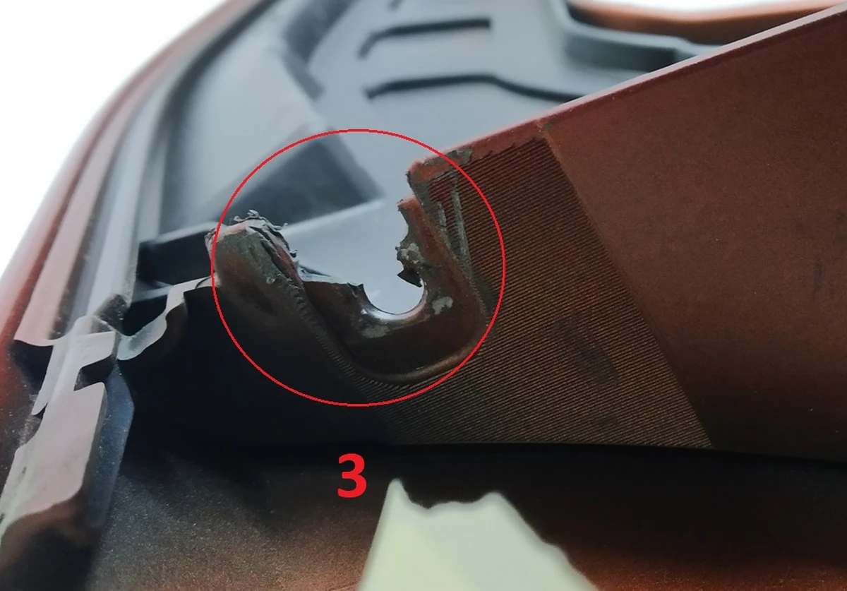 Rear right fender (plastic) B78 (Solar Orange Metallic) (with damage) complete with clearance light