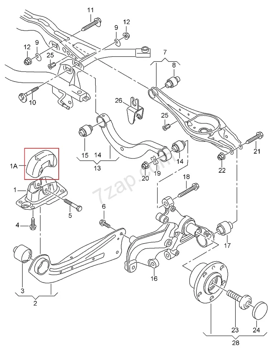Cover for the suspension arm support left Volkswagen E-GOLF 1K0501475