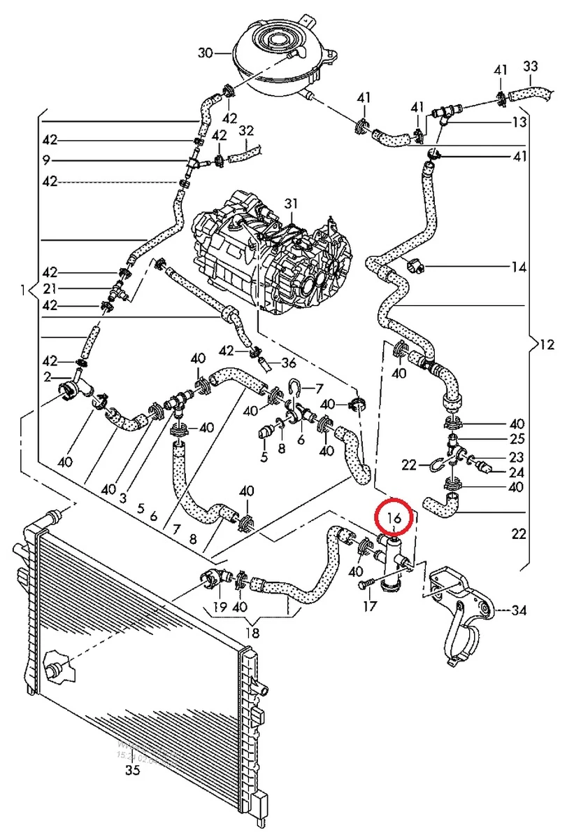 Клапан тройной электромагнитный системы охлаждения 1T0820036D Volkswagen E-GOLF