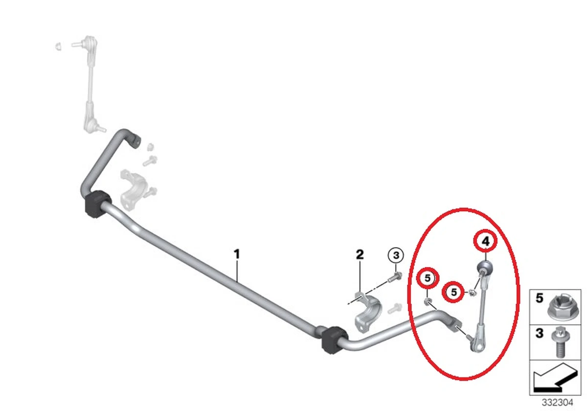 Swing support, front, left assembled with nuts BMW I3 31306862857