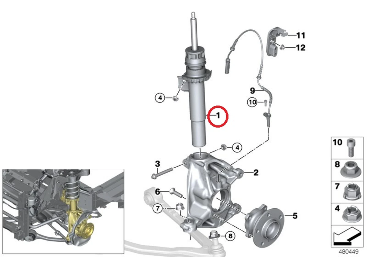 Модуль пружинний передній в зборі лівий з пошкодженням BMW I3 31316870357