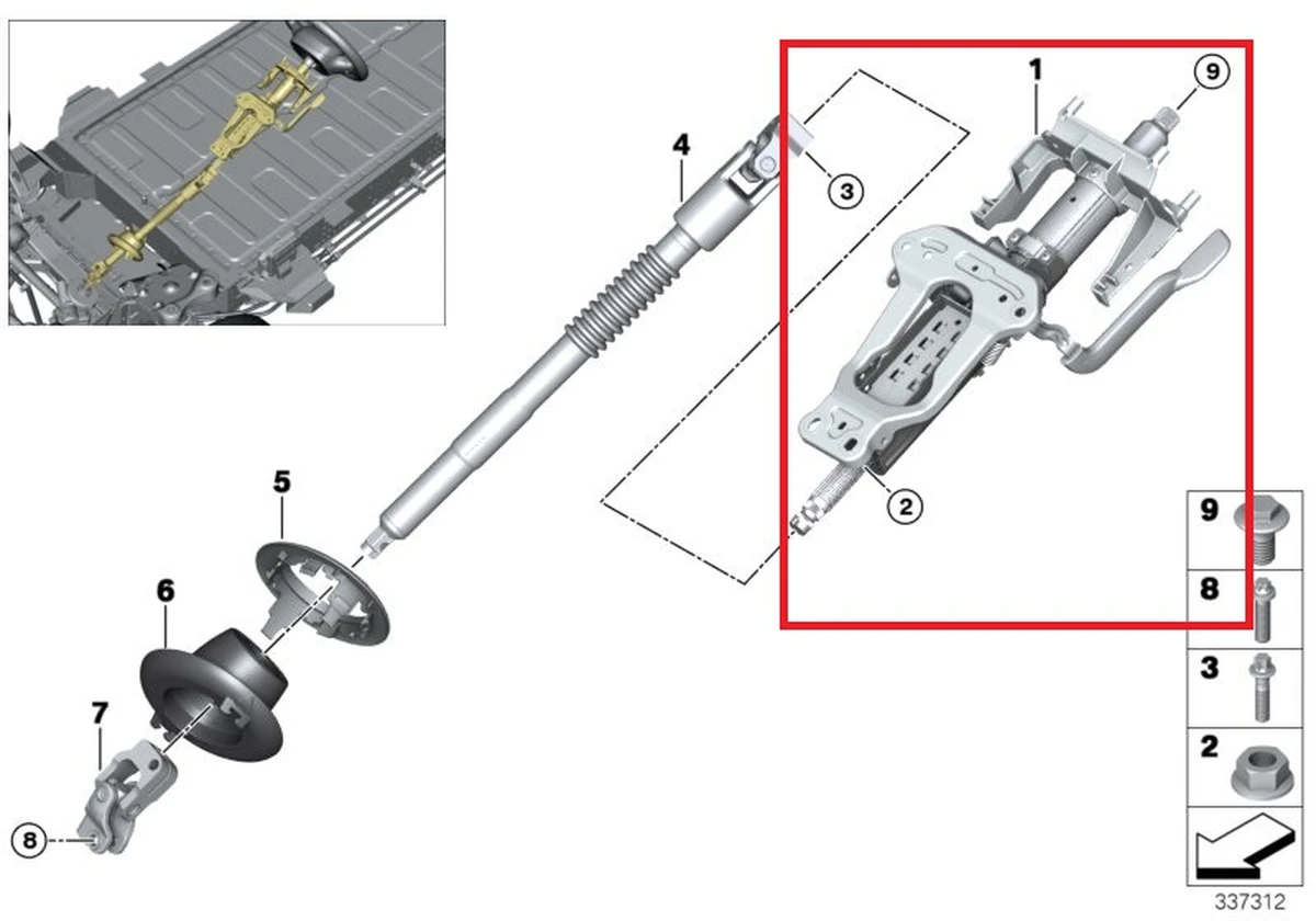 Manually adjust. steering column assy BMW I3 32306865576