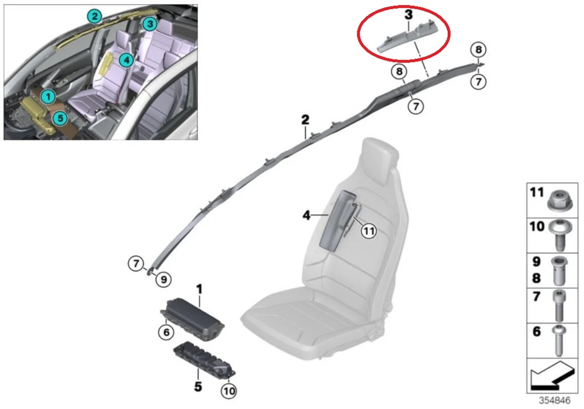 Кронштейн крепления подушки безопасности боковой правой (шторка) BMW i3 72127336706