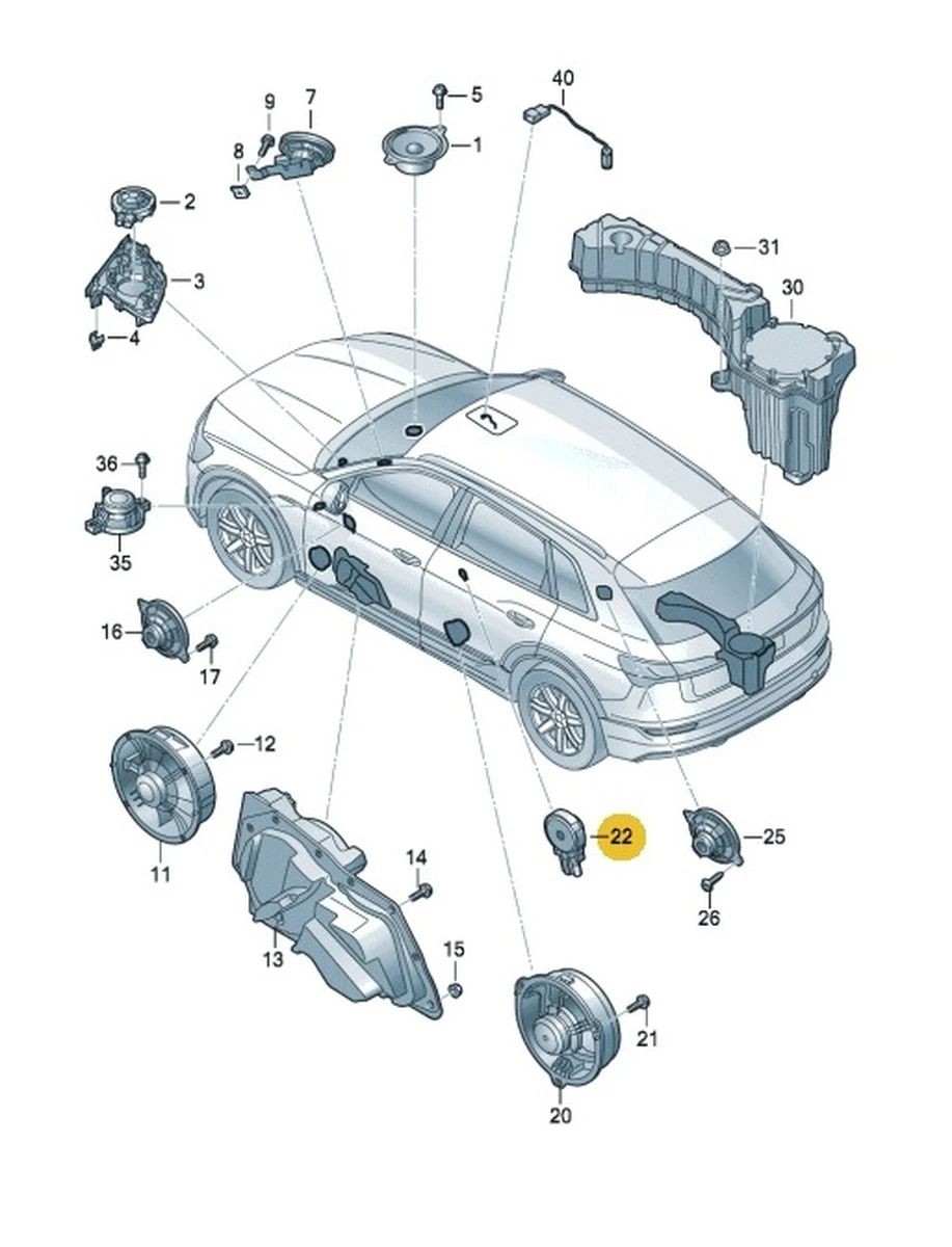 Динамик высокочастотный правый левый Audi E-tron 4K0035399A