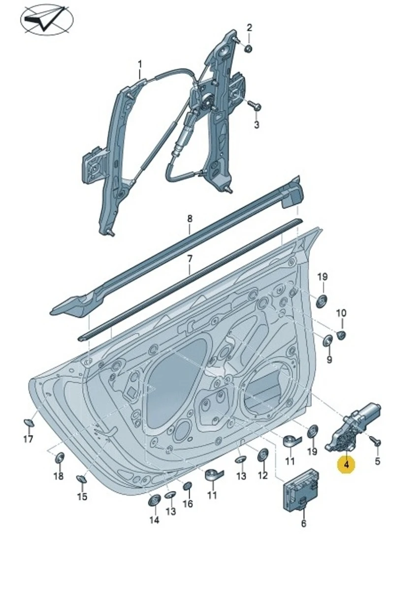 Электродвигатель стеклоподъёмника переднего заднего левого с повреждением Audi A7 4K0959802