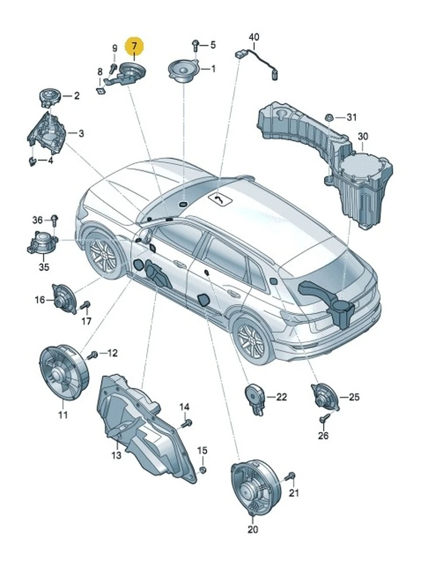 Динамік високочастотний стійки A із кронштейном лівий Audi E-tron 4KE035399