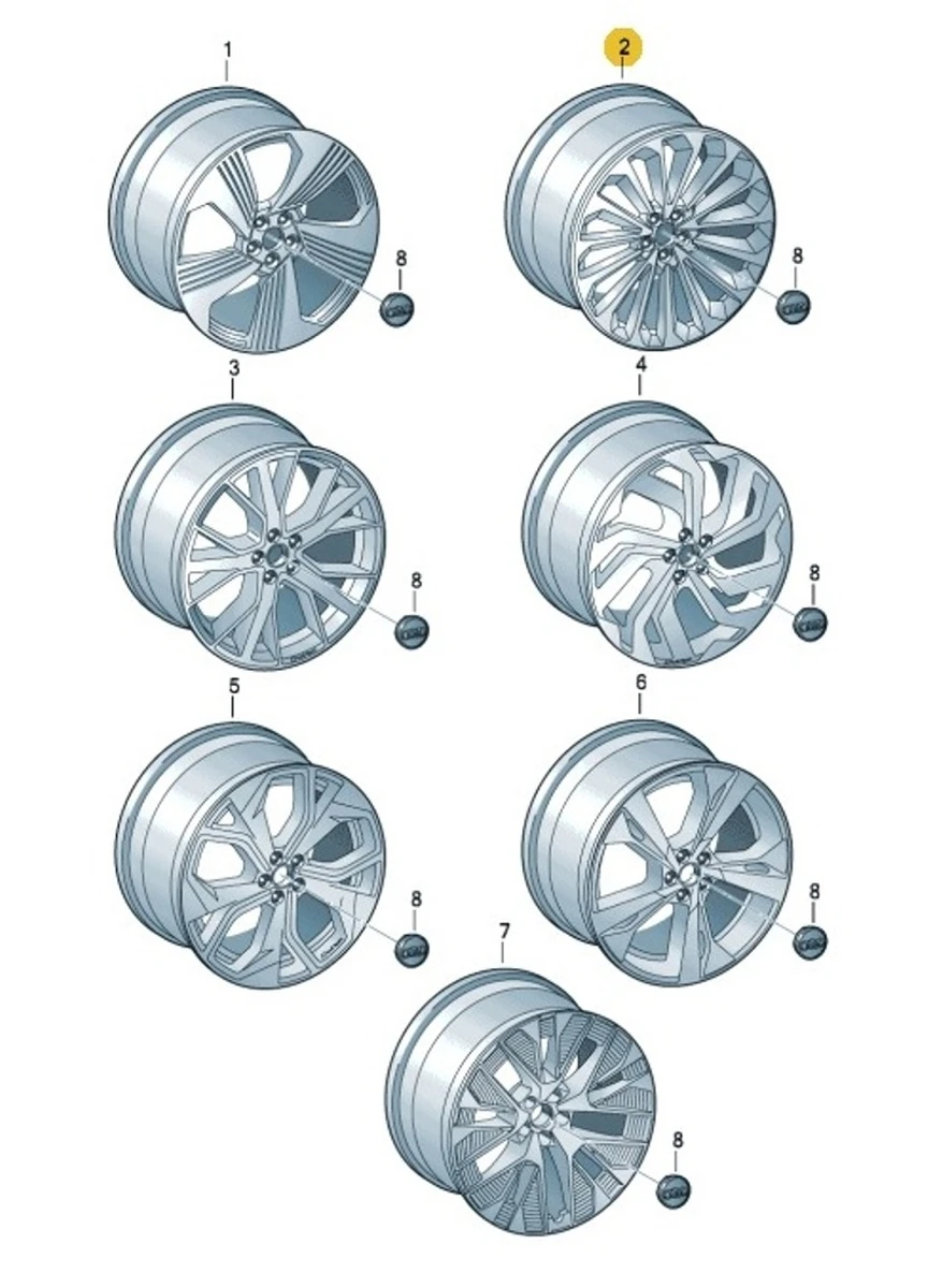 Диск алюминиевый E9,5JX21H2 ET36 повреждения Код цвета: JG3 Audi E-tron 4KE601025G