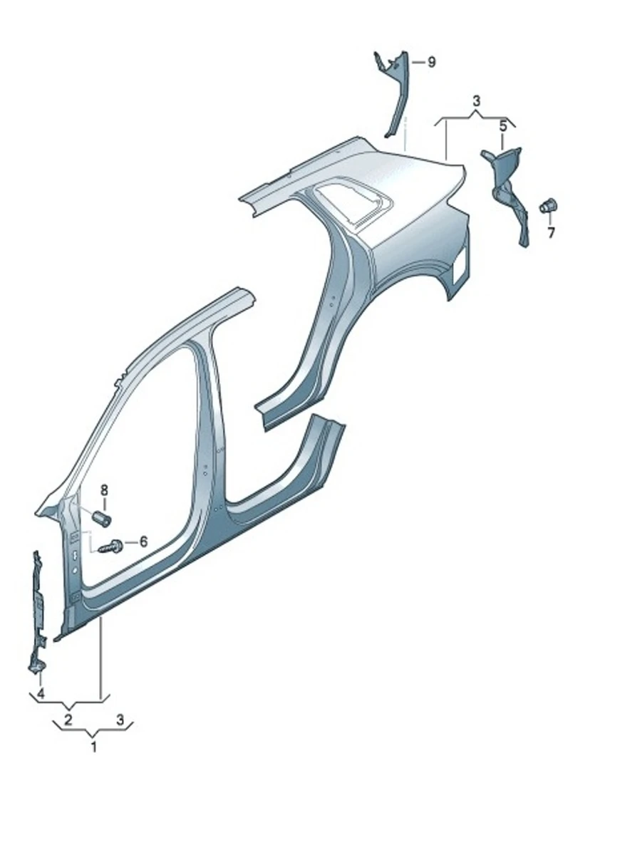 Body cutting part of C/D pillar quarter rear left Audi E-tron 4KE809837