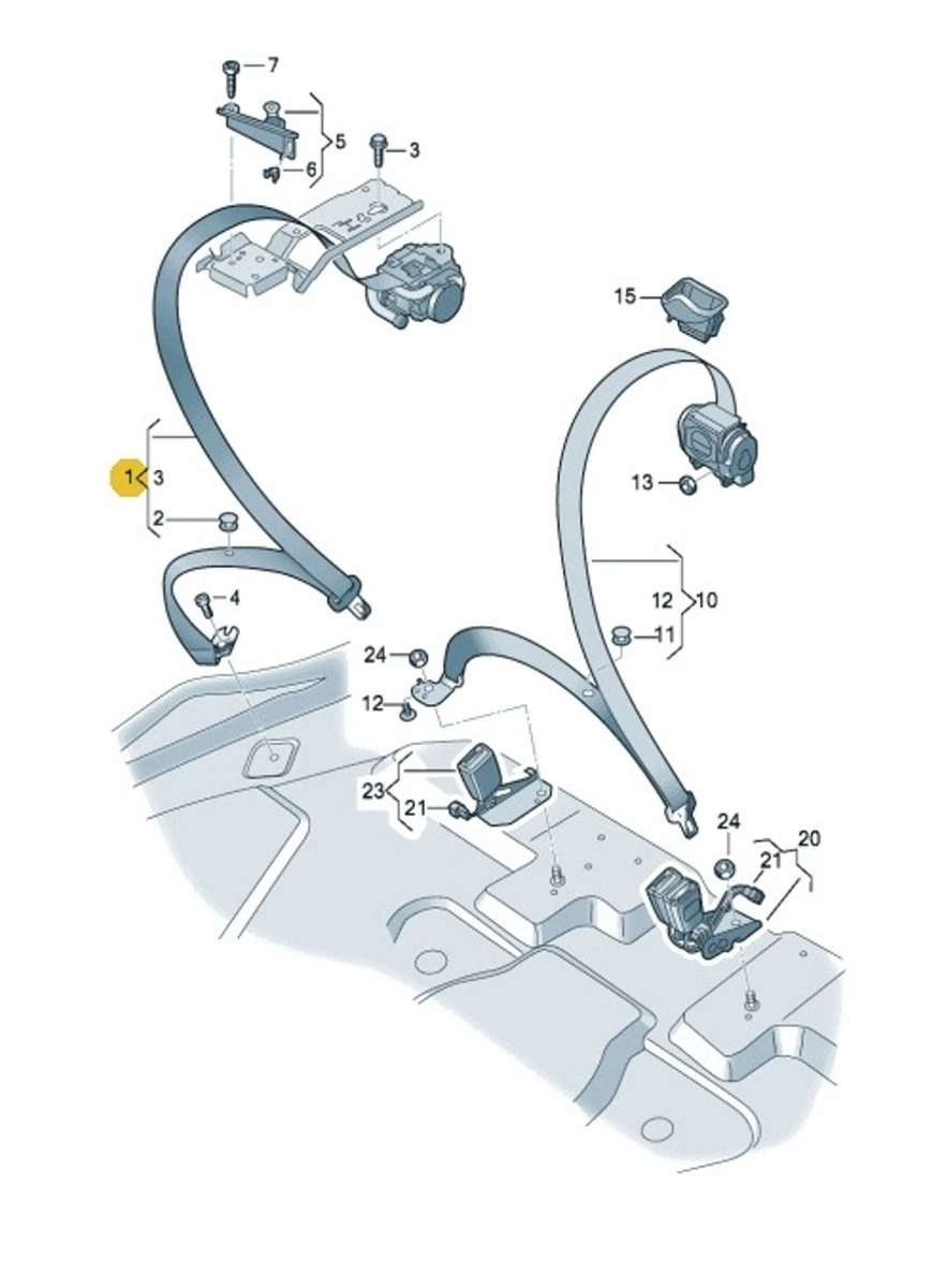 Ремінь безпеки другого ряду правий лівий з пошкодженням Audi E-tron 4KE857805A