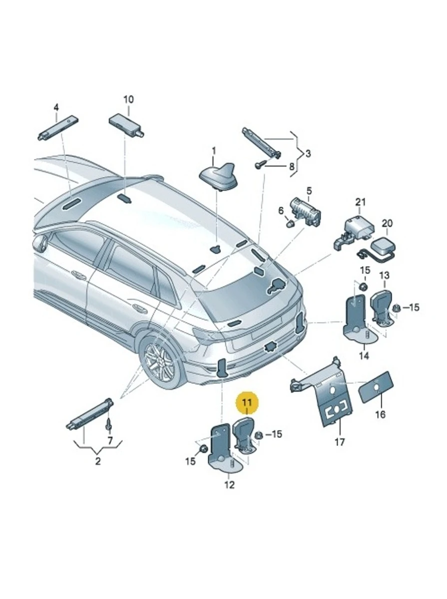 Telephone antenna left right damaged Audi E-tron 4M0035507