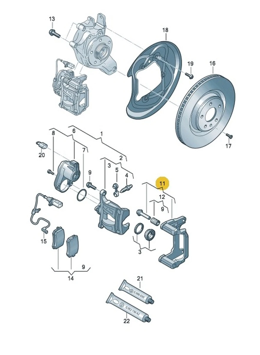 Parking caliper shoe guide with guide pins right Audi E-tron 4M0615426