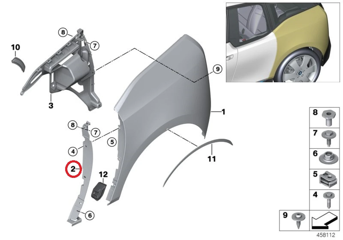 Side panel bracket, rear left 1 BMW i3 51137296755