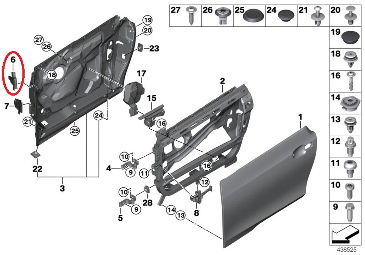 Накладка гумова петлі верхньої двері передньої лівої BMW I3 51417363177