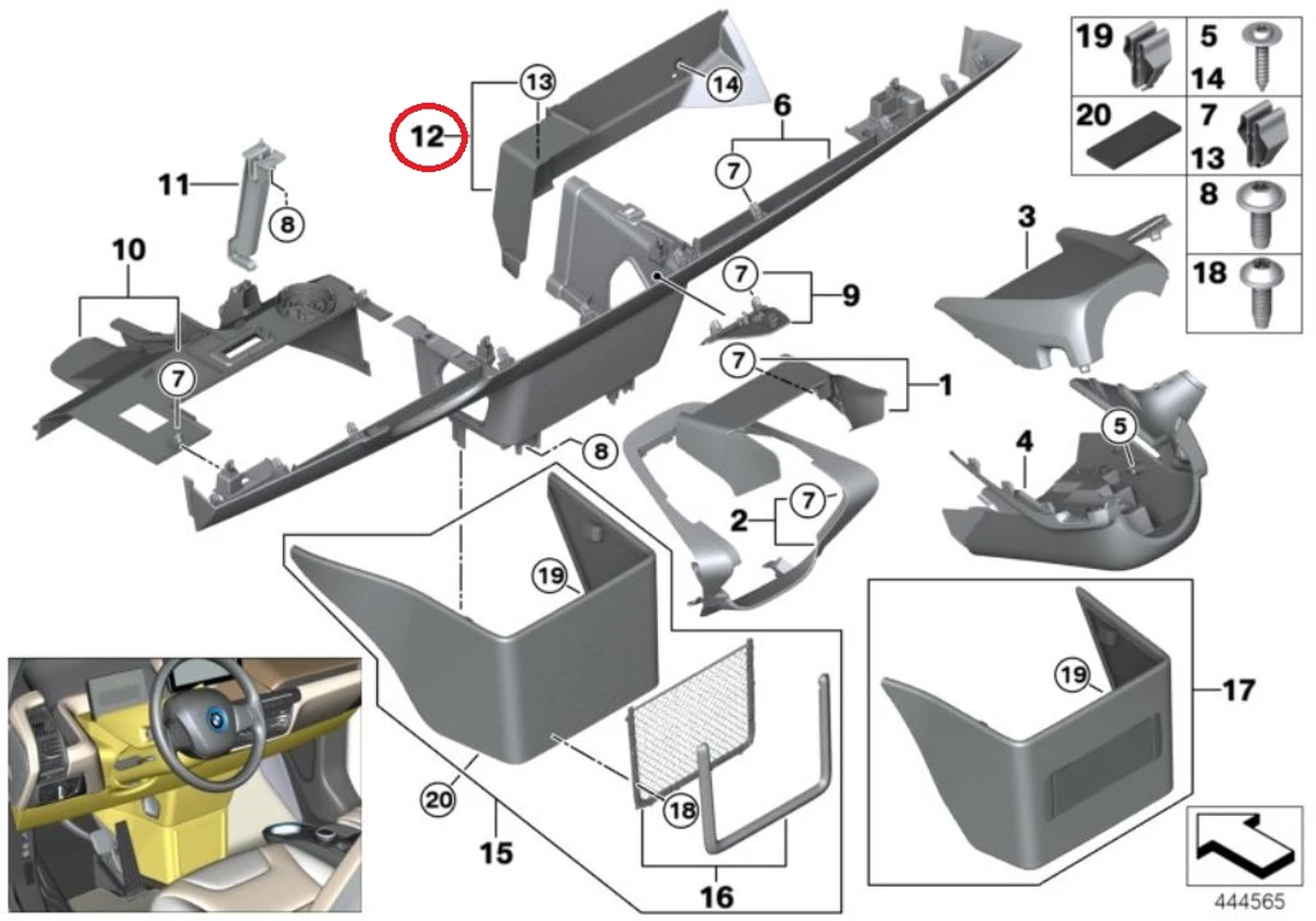 Trim panel lower right BMW i3 51459283032