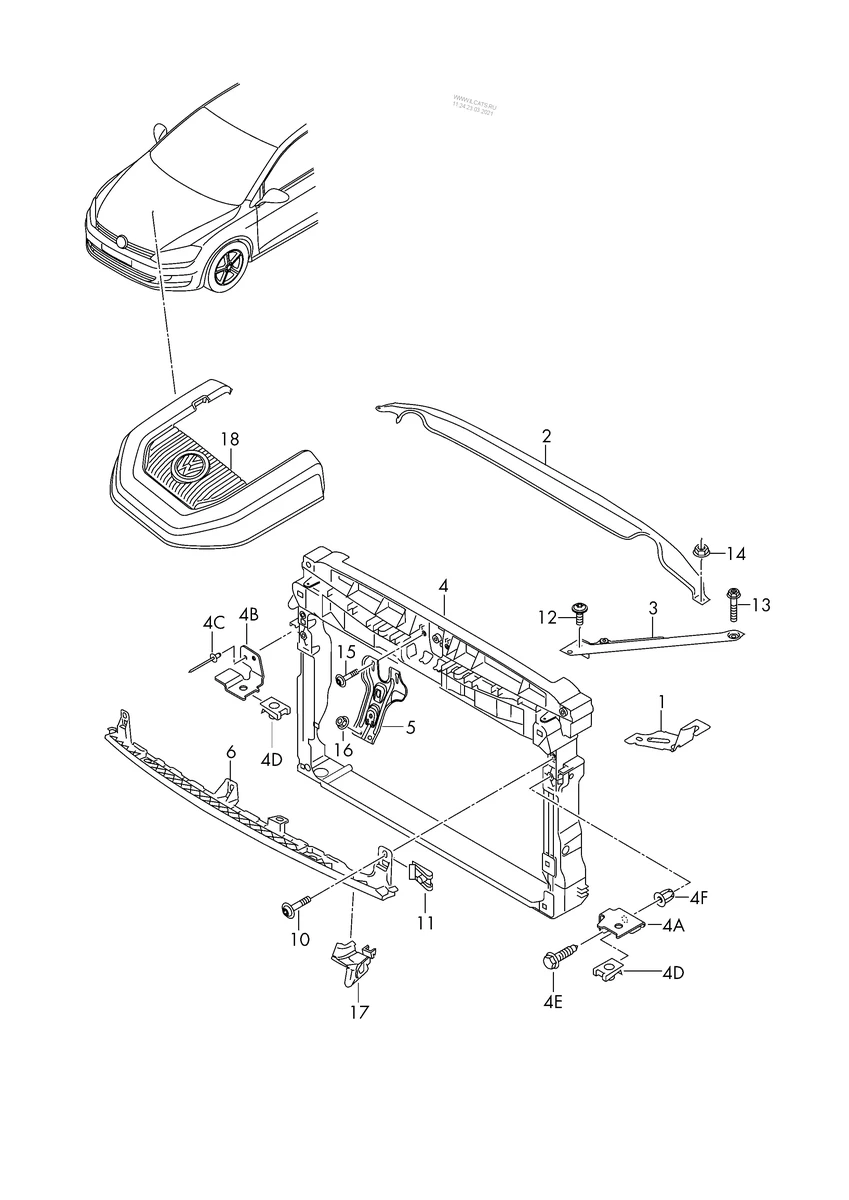 Стойка несущая Передняя панель левая VW E-GOLF 5G0805931