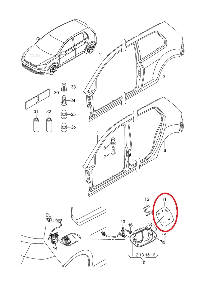 Кришка люка порту зарядки з пошкодженням Volkswagen E-GOLF 5G0809909