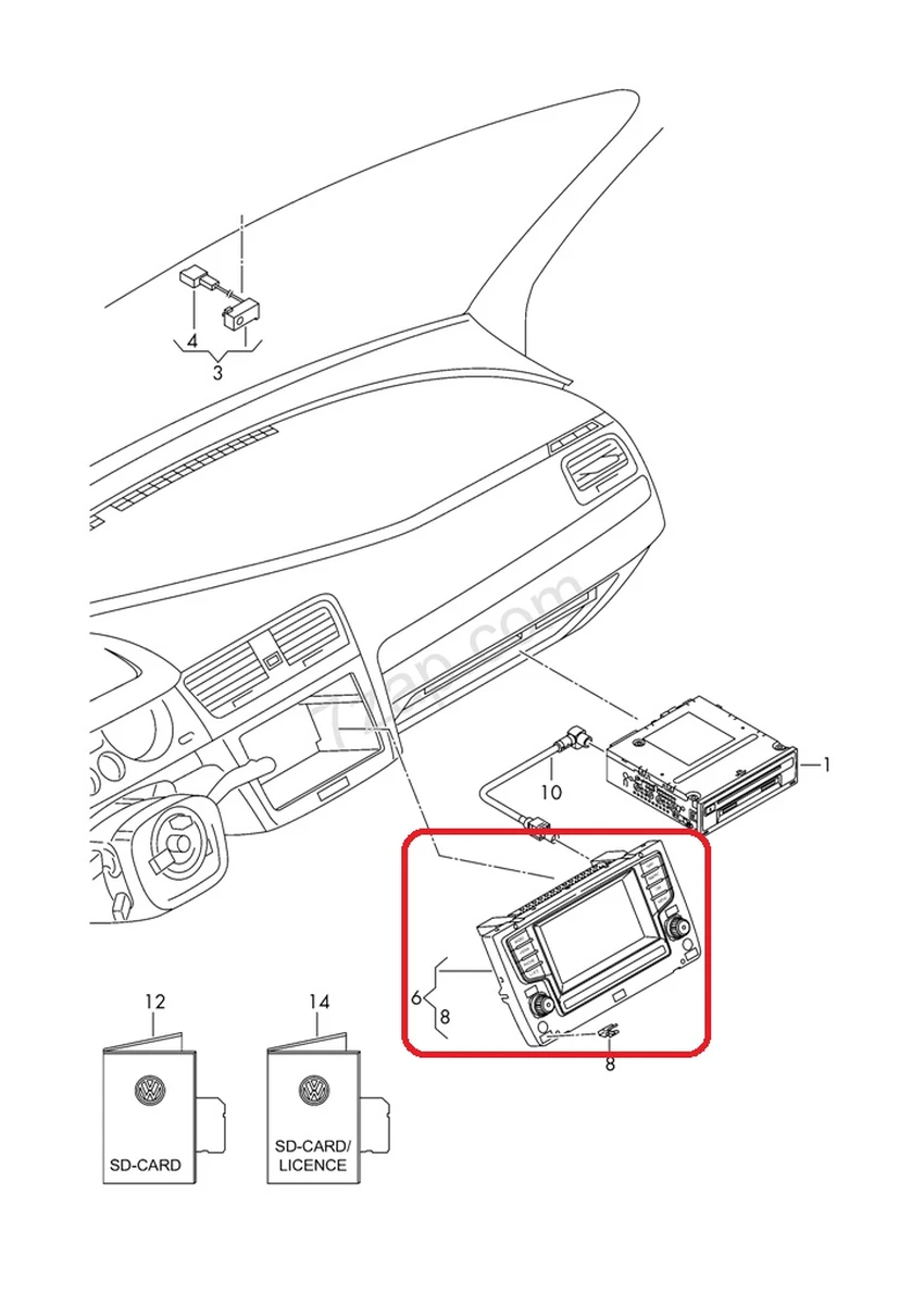 5.8 inch Volkswagen E-GOLF 5G0919605K touch screen control and display panel