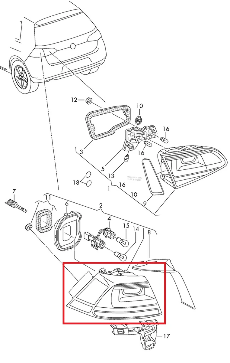 Ліхтар задній правий зовнішній VW E-GOLF 5G0945096N