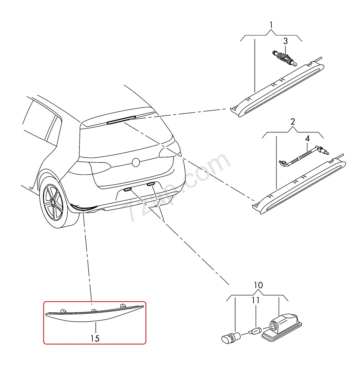 Светоотражатель бампера заднего правый Volkswagen E-GOLF 5G0945106